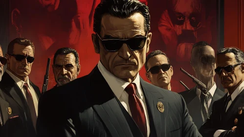 Gangsters Portrait in Suits and Sunglasses