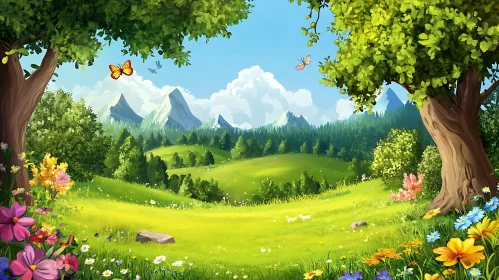 Green Hills and Butterflies