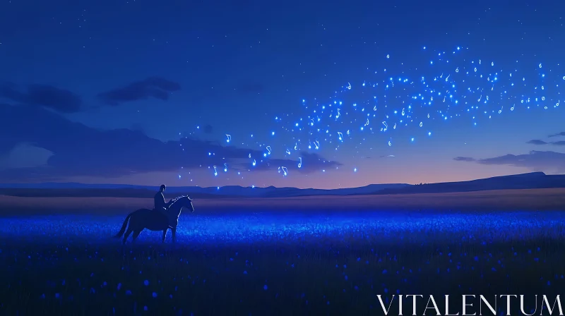 AI ART Equine Serenade Under Starlit Sky