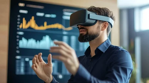VR Headset User Exploring Digital World