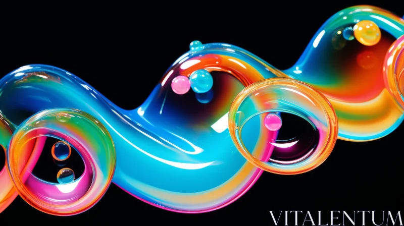 Abstract Art: Colorful Liquid Swirls on Dark Background AI Image