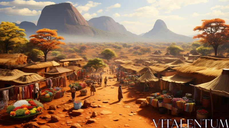 African Influenced Adventure in a Desert Village Scene AI Image