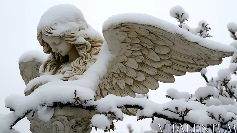 AI ART Winter's Embrace: Angel in Snow