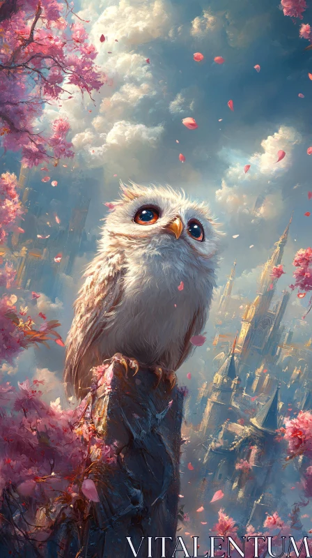 Whimsical Owl Perched in an Imaginary World AI Image