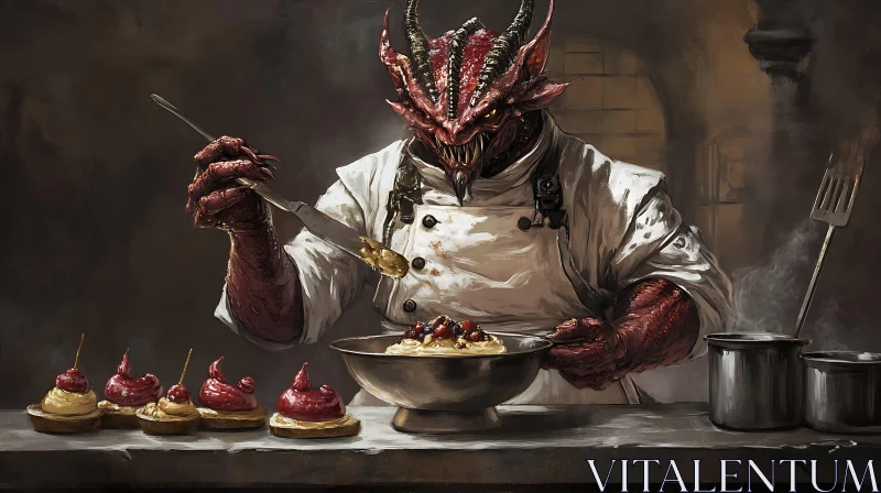 AI ART A Dragon Chef Baking