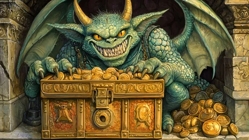 Guardian of Gold: Dragon and Treasure Chest