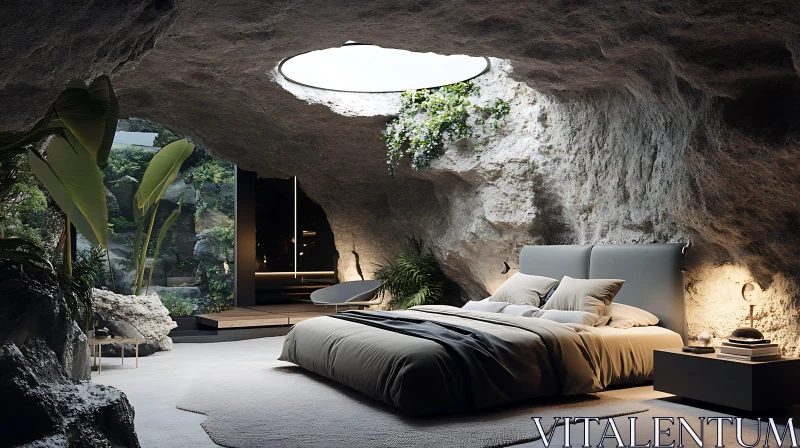 AI ART Underground Bedroom Oasis with Natural Light