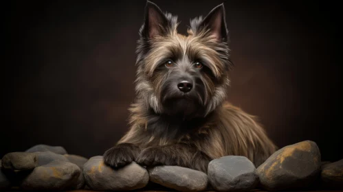 Studio-Style Portraiture of a Dog on Rocks