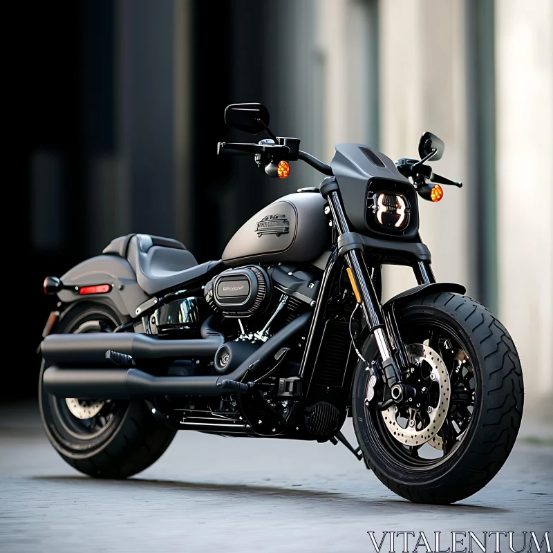 Urban Motorcycle Matte Black AI Image