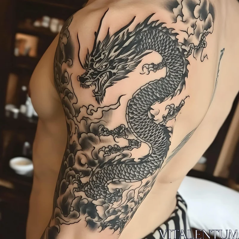 Intricate Dragon Ink Design AI Image