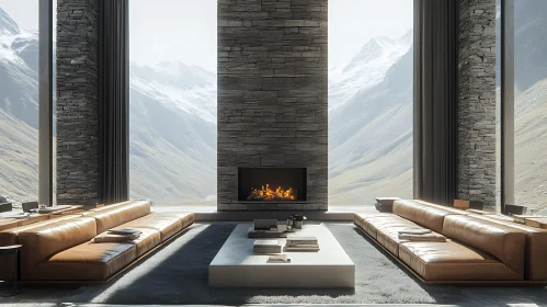 Contemporary Living Room with Fireplace