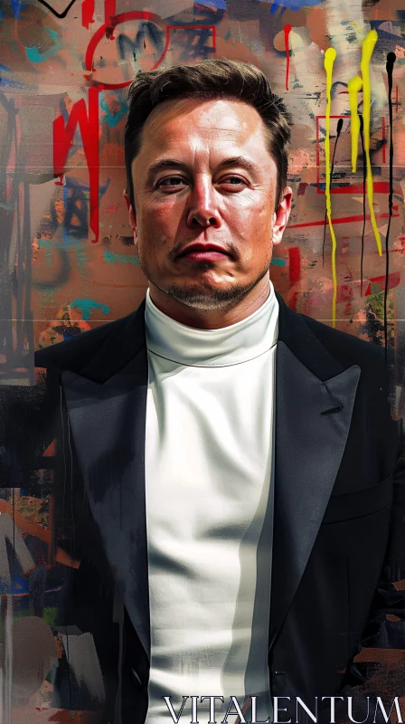 Elon Musk in Black Suit and White Turtleneck AI Image