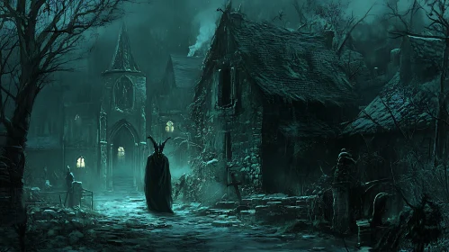 Cloaked Figure at the Haunted Castle