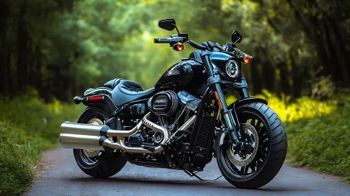 Motorcycle in the Woods