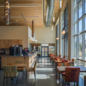 Bright Interior Space with Tables and Chairs