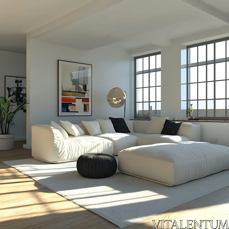 AI ART Modern Interior Design with Natural Light