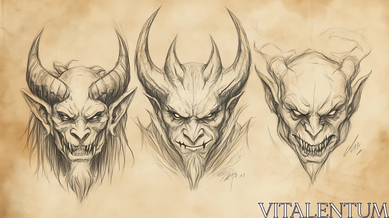 AI ART Three Demons Sketch Artwork