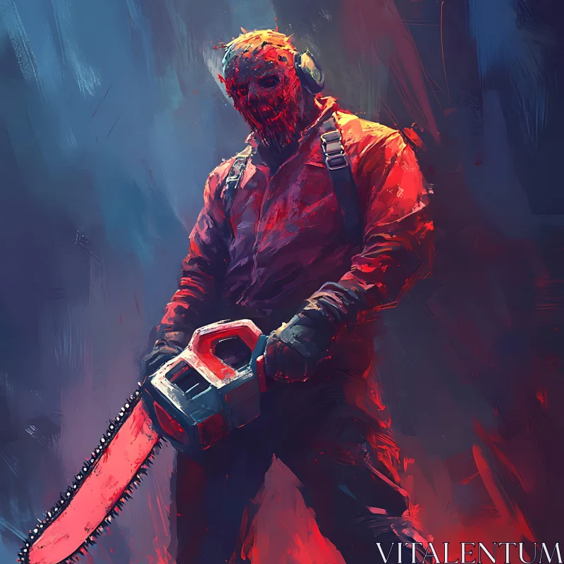 AI ART Red Chainsaw Horror