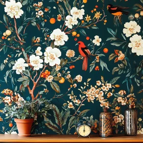 Classic Floral and Bird Wallpaper Design