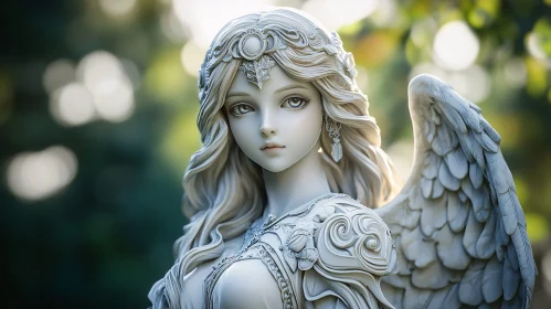 Serene Angel Statue with Wings