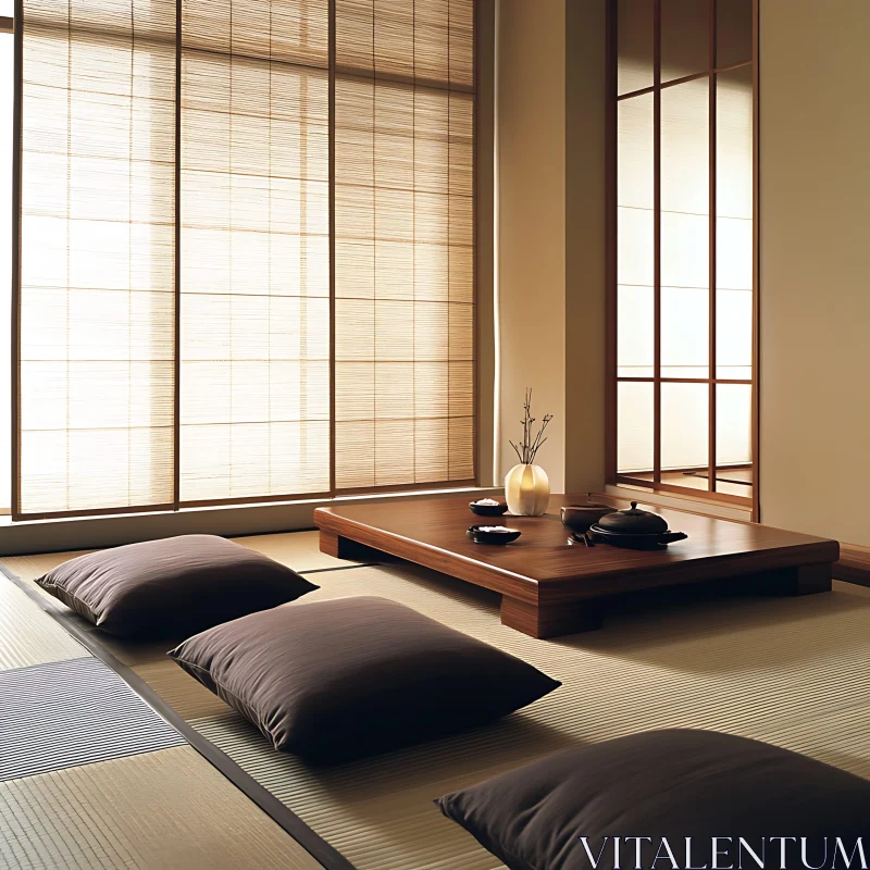 Zen Interior Design with Natural Light AI Image