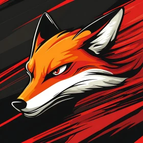 Fox Head with Red and Black Background