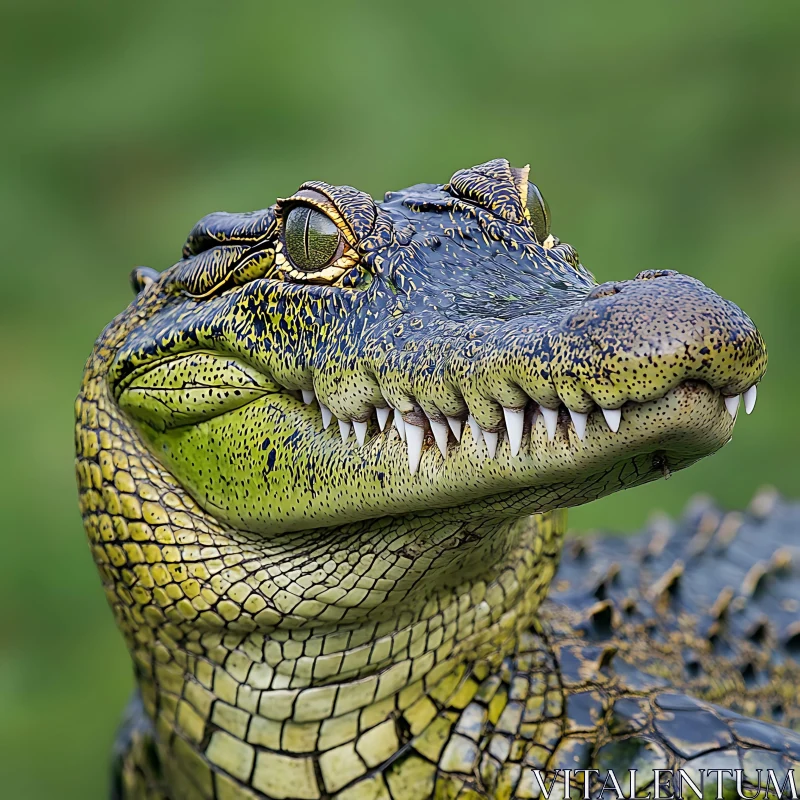 Detailed Crocodile Portrait with Sharp Teeth AI Image