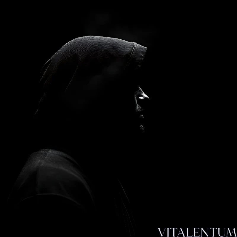 AI ART Monochromatic Hooded Man Profile