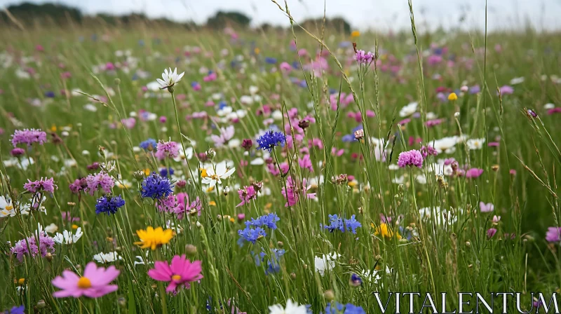 Field of Wildflowers in Full Bloom AI Image