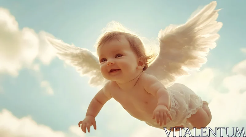 AI ART Infant Angel Ascending to the Heavens