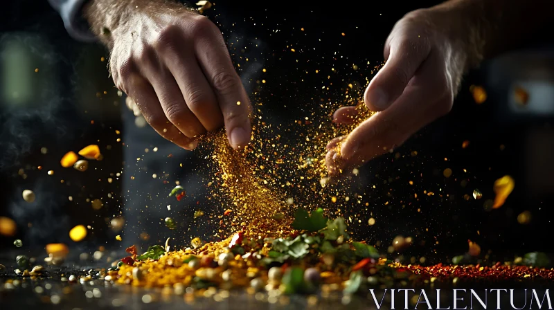 Culinary Art: Spices in Motion AI Image