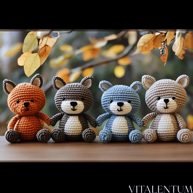 Four Knitted Teddy Bears AI Image