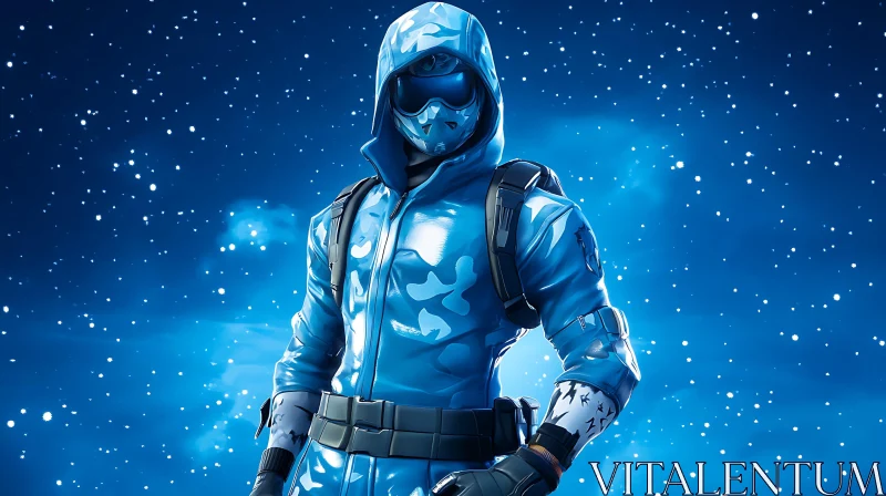 AI ART Blue Winter Outfit Character