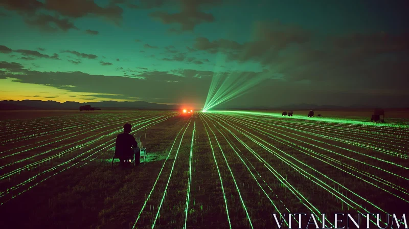 Green Laser Beams in Field AI Image