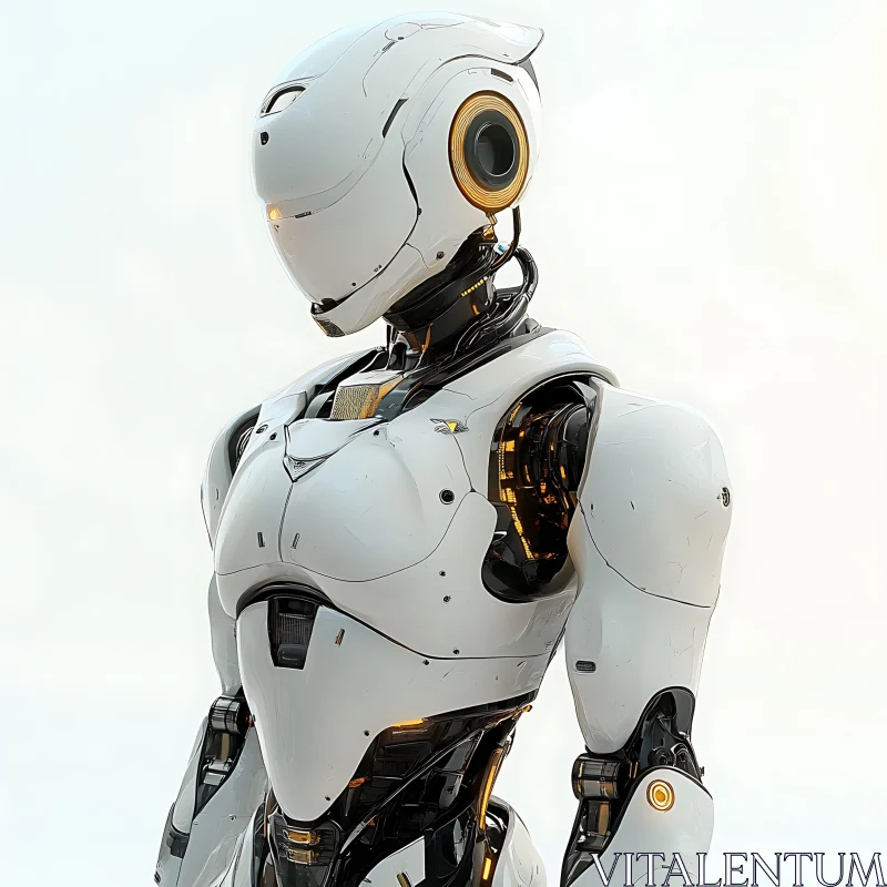 Futuristic White Cyborg with Sophisticated Engineering AI Image