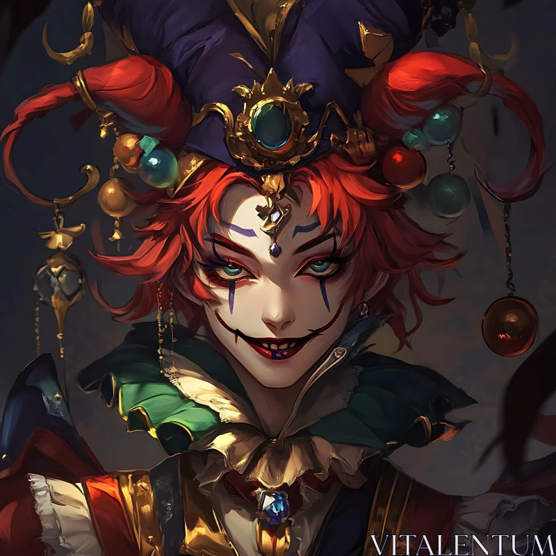 AI ART Fantasy Jester Character with Intense Gaze