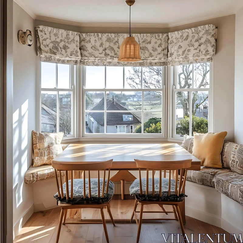 Sunlit Dining Area with Natural Light AI Image