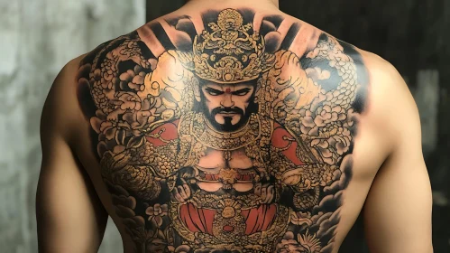 Samurai and Dragon Back Tattoo Design