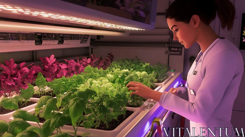 Sustainable Farming - Woman Cultivating Plants AI Image