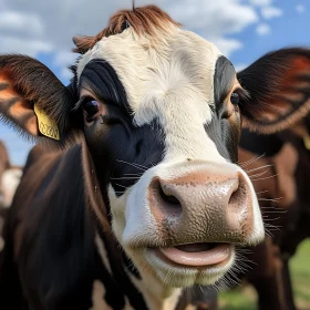 Cow Face Close-Up with Tongue