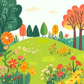 Colorful Floral Meadow Scene