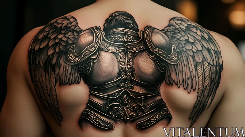 Winged Armor Tattoo on Back AI Image