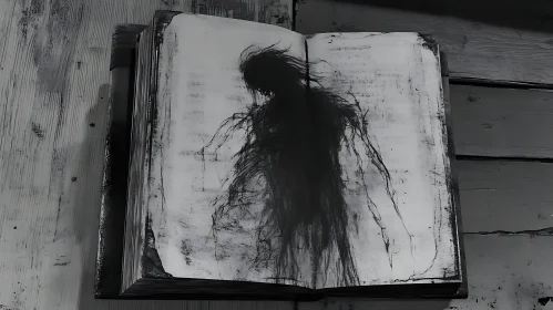 Charcoal Figure in Aged Book