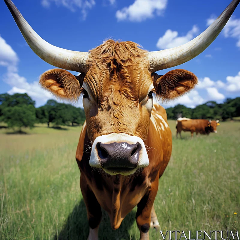 AI ART Longhorn Cattle Close-Up