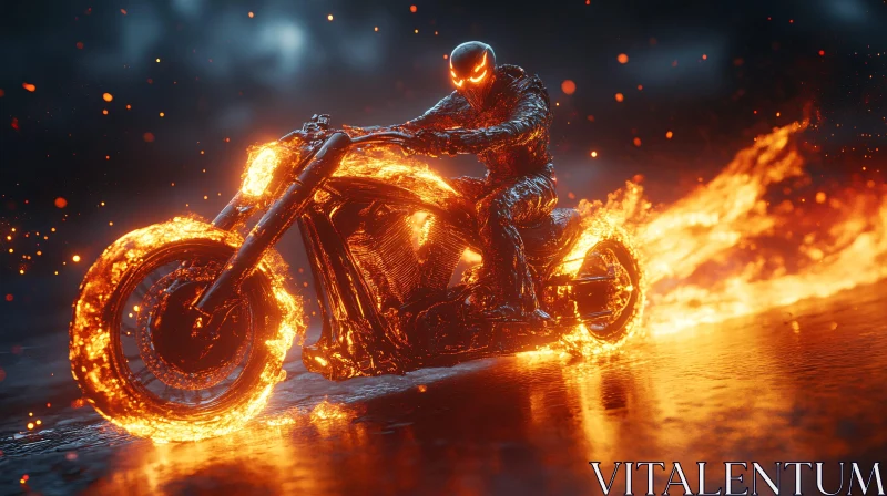 Flaming Motorcycle Rider AI Image