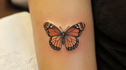 Detailed Monarch Butterfly Arm Tattoo