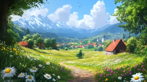 Scenic Mountain Village Landscape