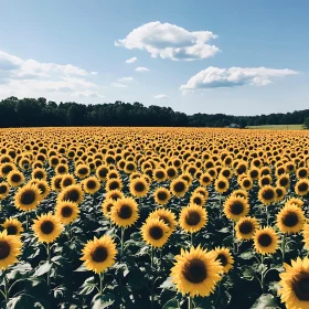 Endless Sunflowers Under Blue Sky