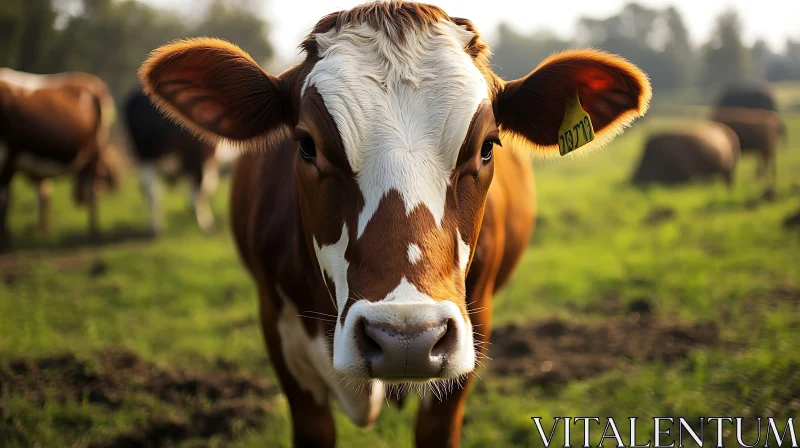 Close-up of a Cow in Meadow AI Image