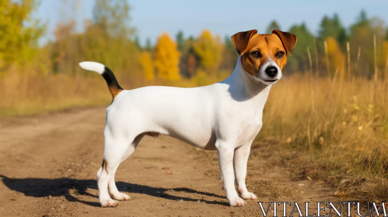 Jack Russell Terrier Exploring Autumn Landscape AI Image